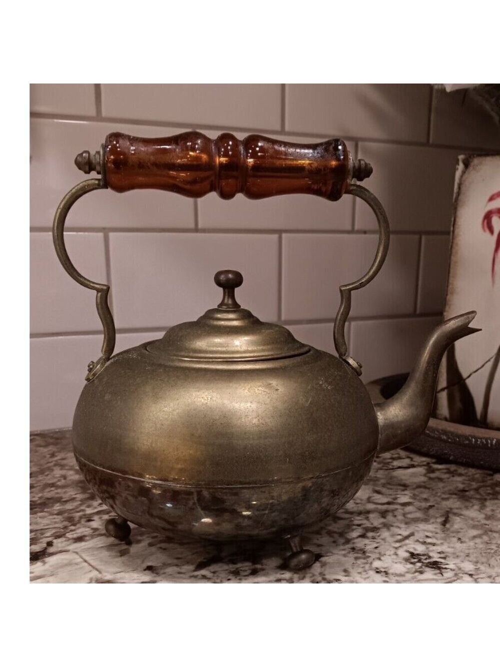 Teapot Very Good Condition W/Gorgeous Handle Unpolished Natural Patina